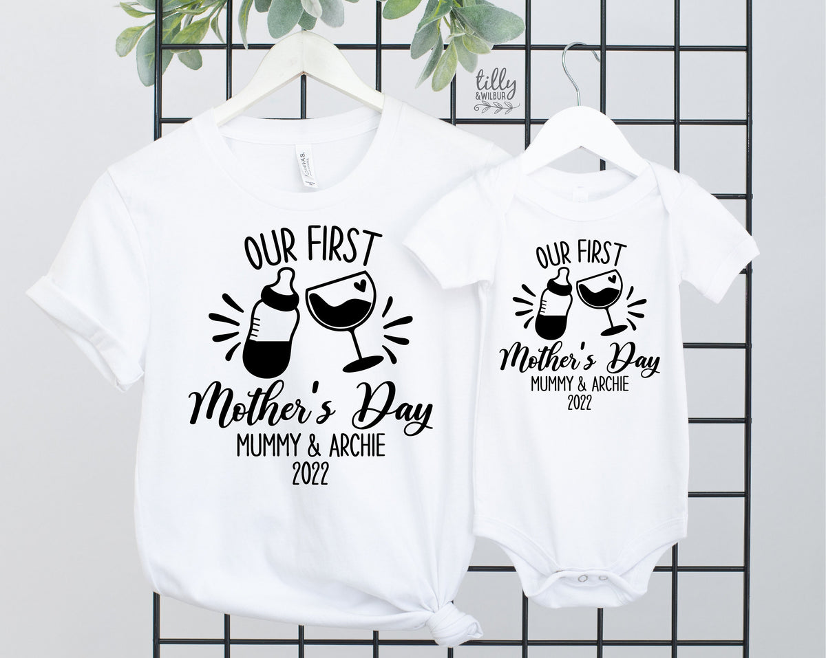 Our First Mother&#39;s Day 2022 Matching Outfits, Personalised Mother&#39;s Day Gift, 1st Mother&#39;s Day Gift, / Mummy And Me T-Shirts, Mothers Day