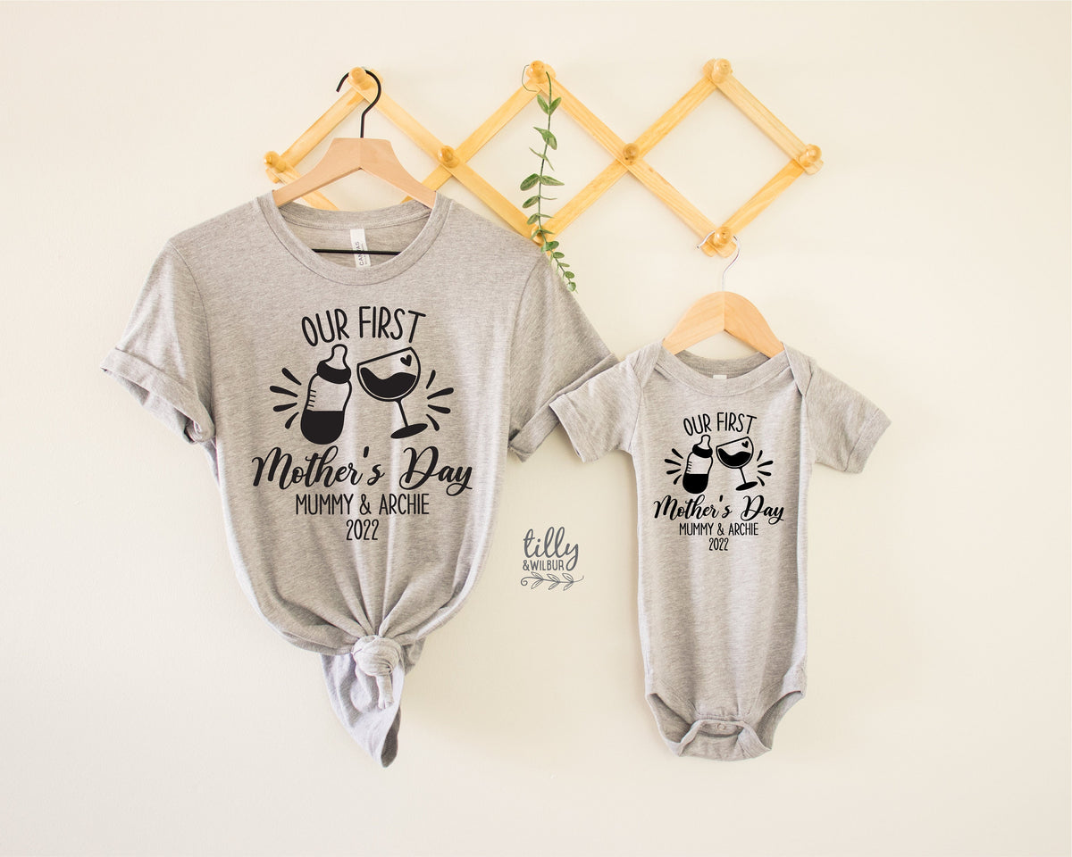 Our First Mother&#39;s Day 2022 Matching Outfits, Personalised Mother&#39;s Day Gift, 1st Mother&#39;s Day Gift, Mummy And Me T-Shirts, Mothers Day Gift