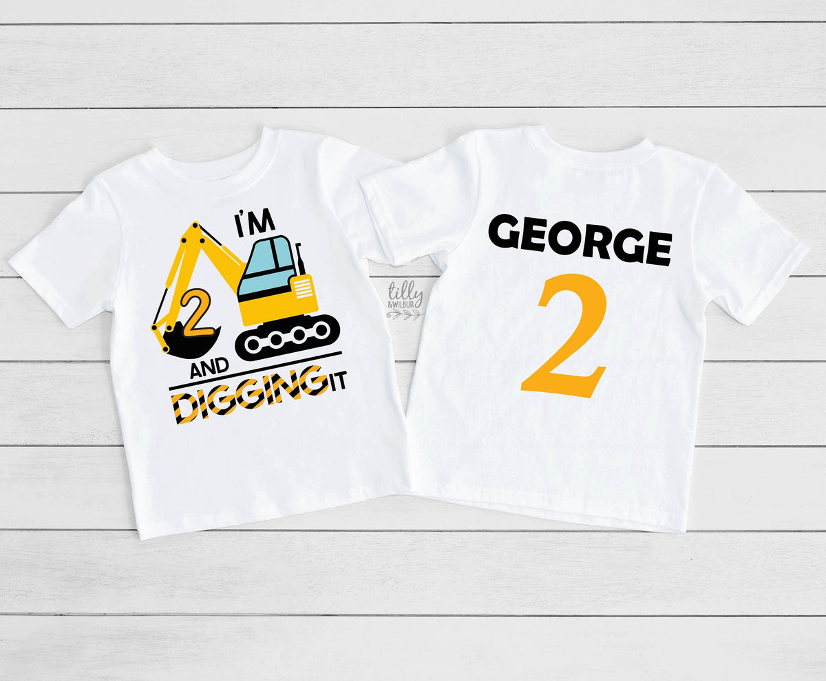 I&#39;m 2 And Digging It, 2nd Birthday Construction Theme T-Shirt, 2nd Birthday Construction Shirt, 2nd Birthday T-Shirt, 2 Birthday Gift Shirt