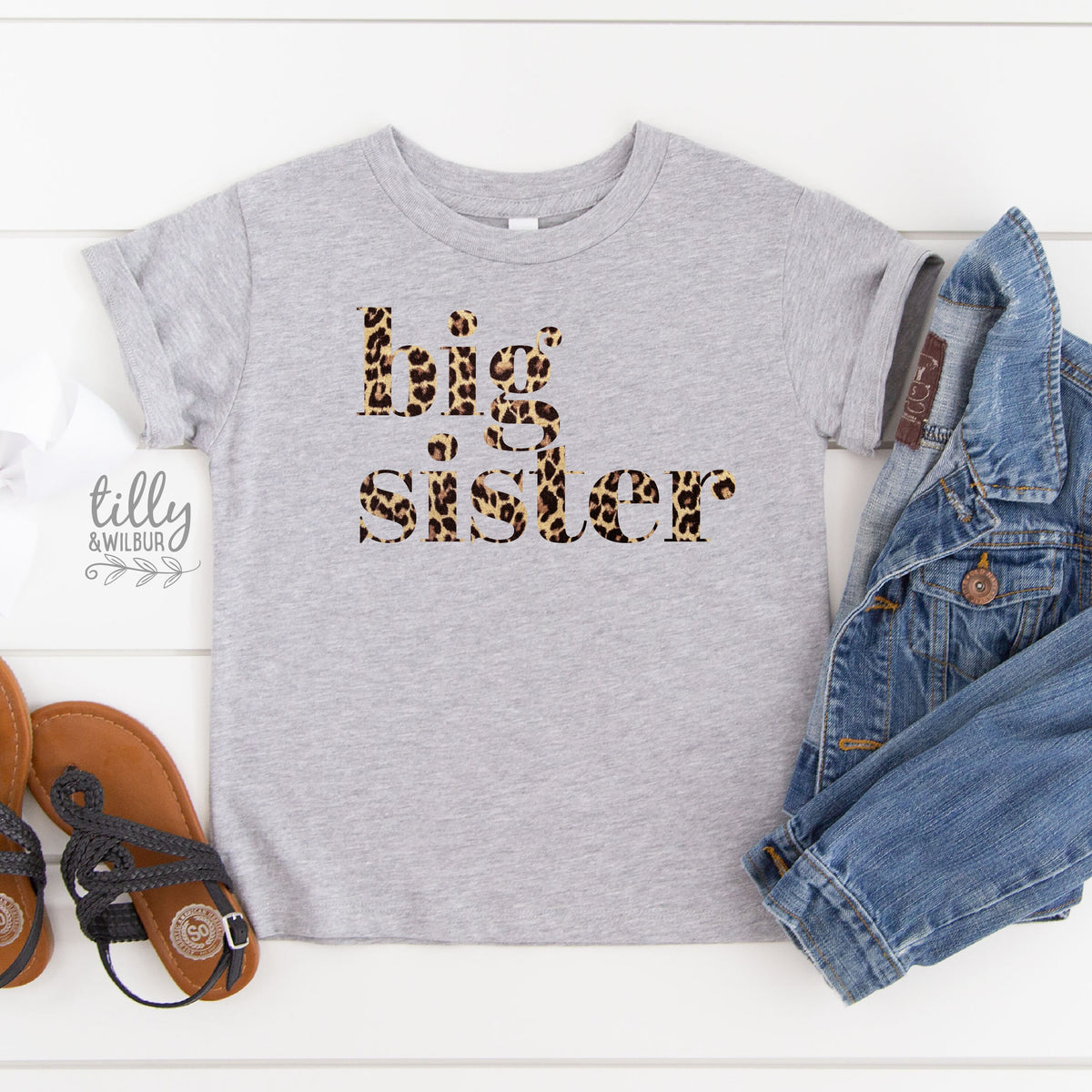 Big Sister T-Shirt, Promoted To Big Sister T-Shirt, Big Sister Gift, Leopard Print Tee, Pregnancy Announcement, I&#39;m Going To Be A Big Sister