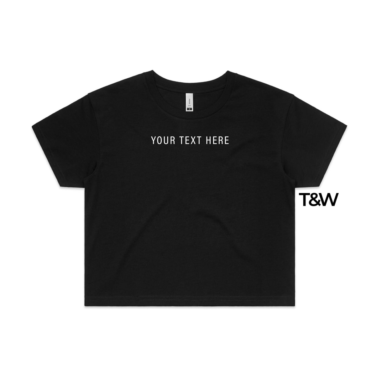 Women&#39;s Crop T-Shirt, Your Text Here Cropped T-Shirt, Design Your Own T-Shirt, Custom Text Here T-Shirt, Custom Womens Shirt, BLACK crop top