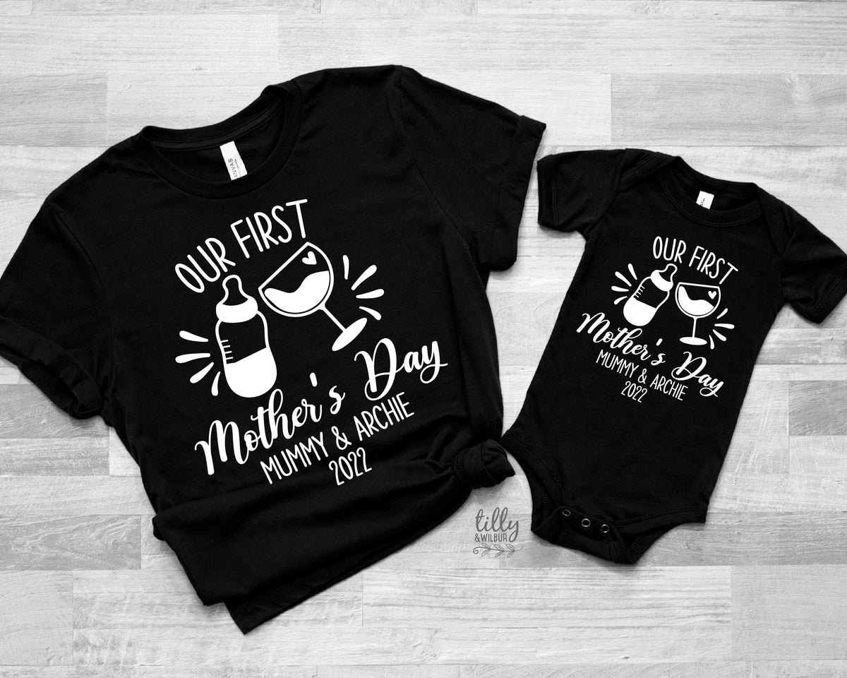 Our First Mother&#39;s Day 2022 Matching Outfits, Personalised Mother&#39;s Day Gift, 1st Mother&#39;s Day Gift, Mummy And Me T-Shirts, Mothers Day Gift