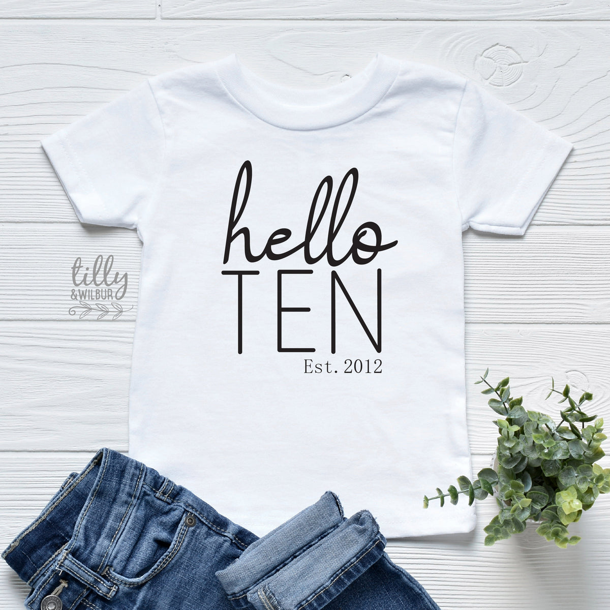 10th Birthday T-Shirt, Hello Ten, Personalised 10 T-Shirt, Ten Year Old Birthday Outfit, 10th Birthday Gift, I Am Ten, Double Digits Shirt