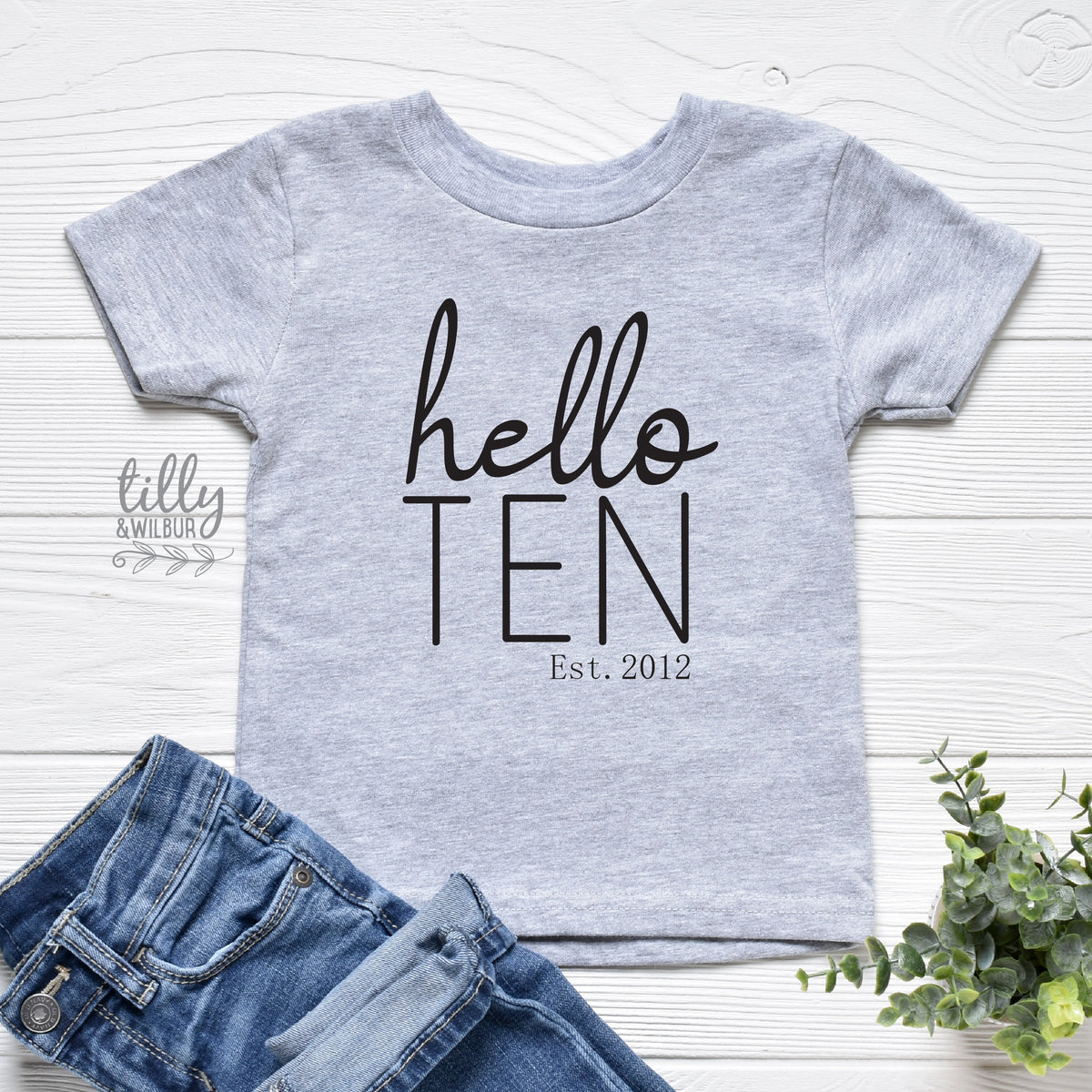 10th Birthday T-Shirt, Hello Ten, Personalised 10 T-Shirt, Ten Year Old Birthday Outfit, 10th Birthday Gift, I Am Ten, Double Digits Shirt