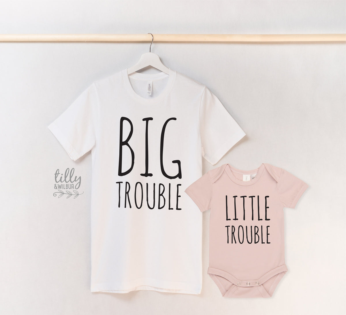 Big Trouble Little Trouble Matching Outfits, Father Son Matching Shirts, Father&#39;s Day Gift, New Baby Gift, Baby Shower Gift, Daddy And Me