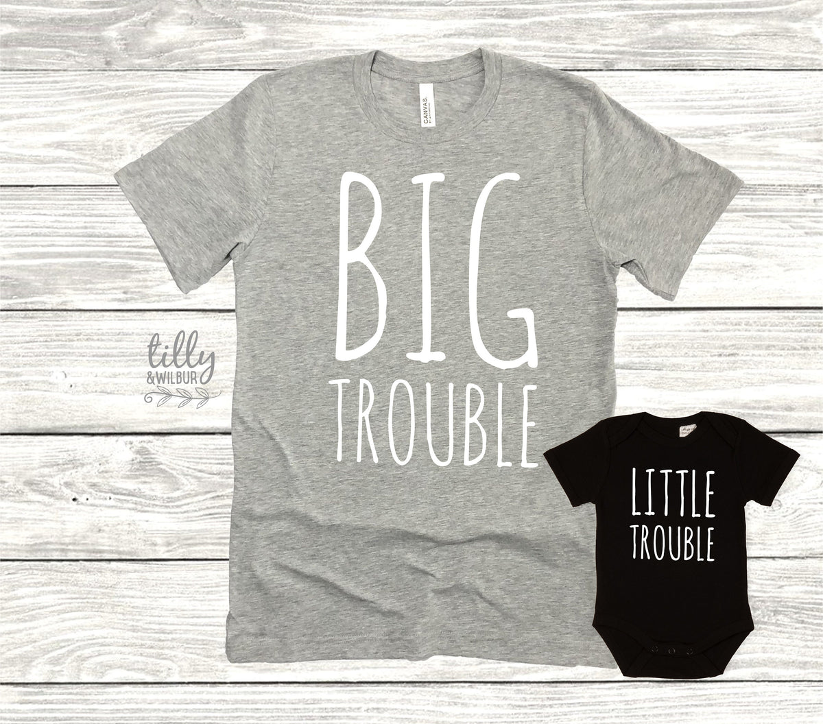 Big Trouble Little Trouble Matching Outfits, Father Son Matching Shirts, Father&#39;s Day Gift, New Baby Gift, Baby Shower Gift, Daddy And Me