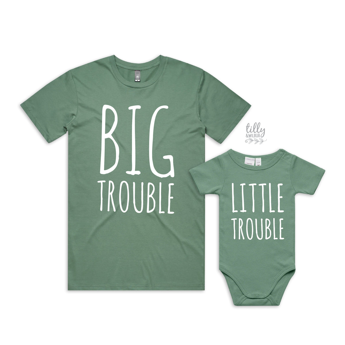 Big Trouble Little Trouble Matching Outfits, Father Son Matching Shirts, Father&#39;s Day Gift, New Baby Gift, Baby Shower Gift, Daddy And Me