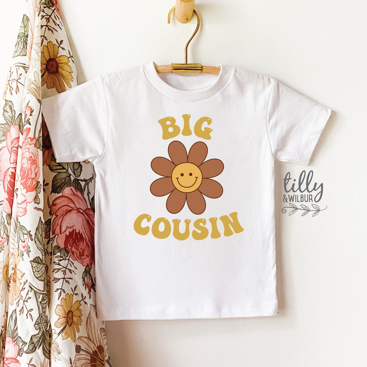 Big Cousin T-Shirt, Retro Smiley Flower, I&#39;m Going To Be A Big Cousin T-Shirt, Pregnancy Announcement, Big Cousin Shirt, Cousin Gift, Cuz