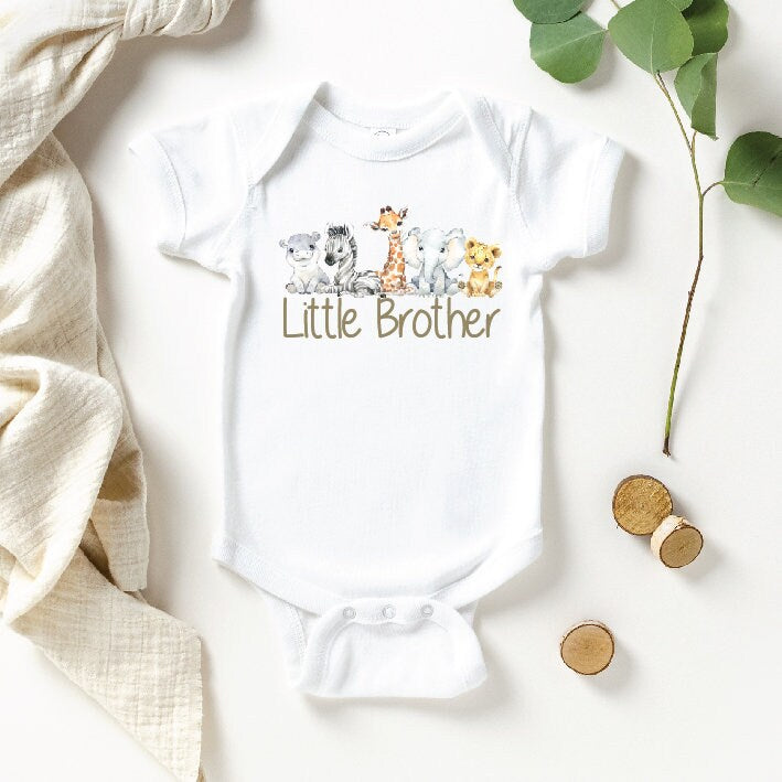 Little Brother Bodysuit, Baby Safari Animals, Big Brother Little Brother Matching Outfits, Lil Bro, Pregnancy Announcement, Newborn Gift