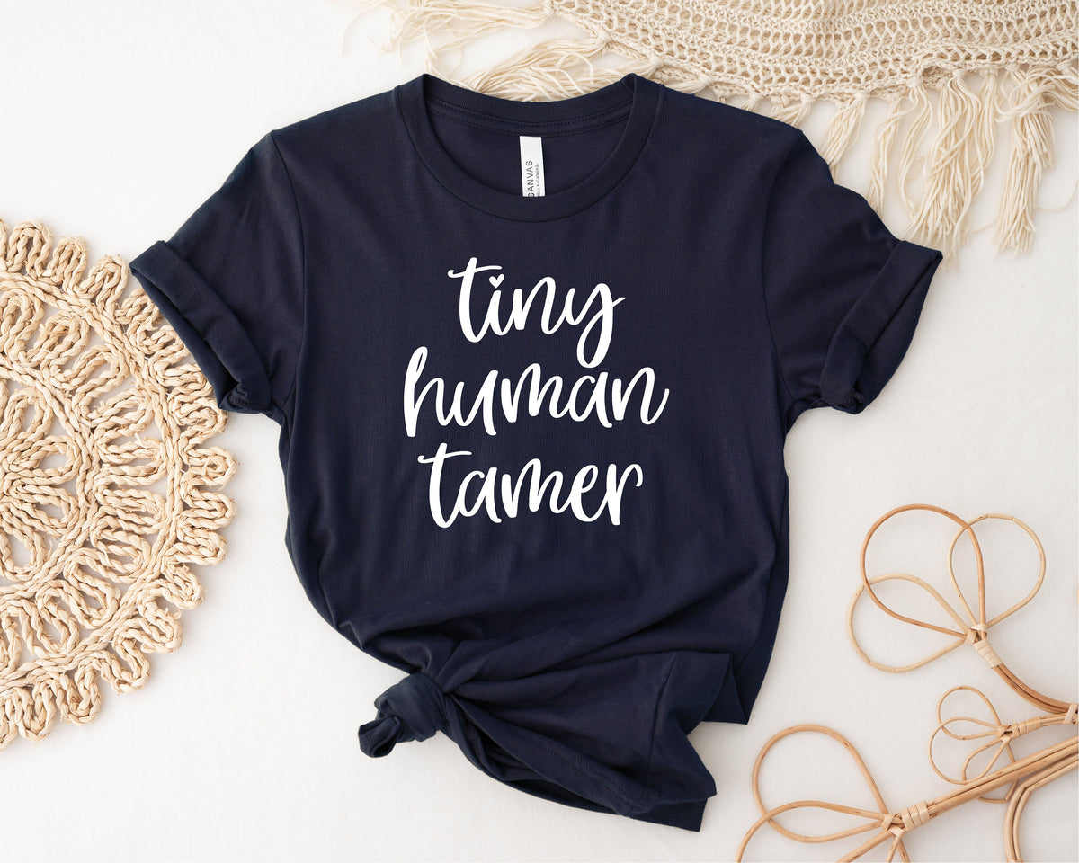 Funny Mum T-Shirt, Tiny Human Tamer T-Shirt, Funny Teacher T-Shirt, Parenting T-Shirt, Mother&#39;s Day, Mum T-Shirt, Funny Mum Gift, NAVY