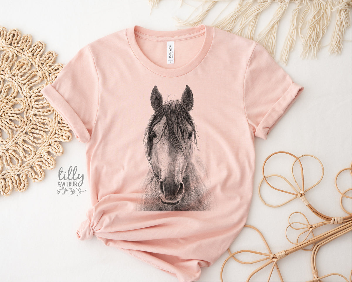 Horse T-Shirt, Women&#39;s Horse T-Shirt, Equestrian Gift, Horse Riding TShirt, Just A Girl Who Loves Horses, Horse Art, Horse Owner, Horse Gift