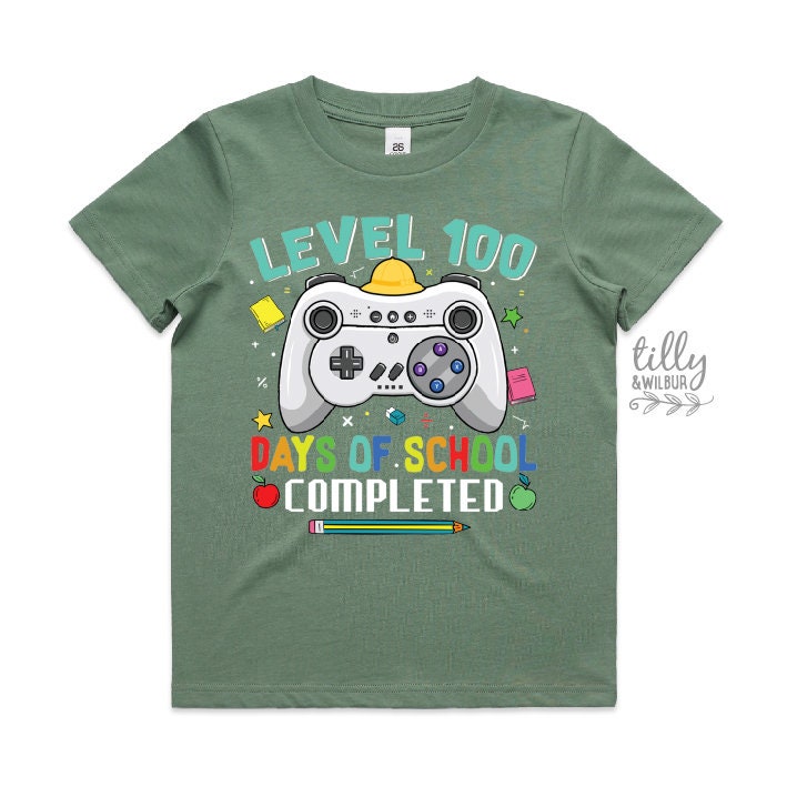 100 Days Of School, Level 100 Days Of School Completed, Level 100 Days Of School Unlocked, Gamer 100 Days, Back To School, Kindergarten Tee