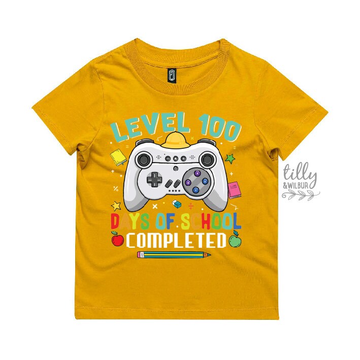 100 Days Of School, Level 100 Days Of School Completed, Level 100 Days Of School Unlocked, Gamer 100 Days, Back To School, Kindergarten Tee