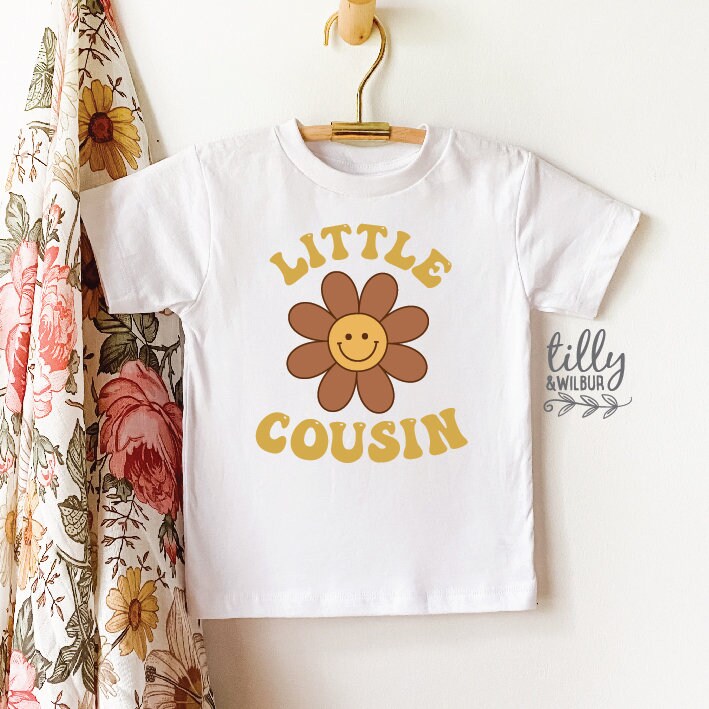 Little Cousin T-Shirt, Retro Smiley Flower, I&#39;m Going To Be A Big Cousin T-Shirt, Pregnancy Announcement, Lil Cousin Shirt, Cousin Gift, Cuz