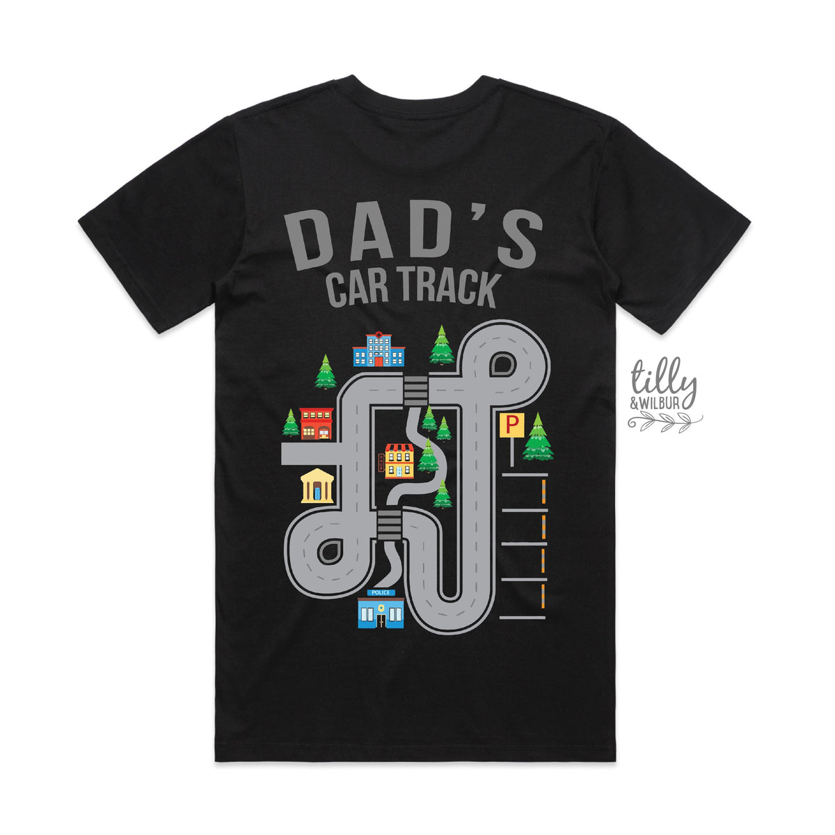 Daddy&#39;s Car Track T-Shirt, Dad&#39;s Car Track T-Shirt, Cars On Daddy&#39;s Back, Father and Son, Funny Fathers Day Gift, Racing Dad, Mechanic Dad