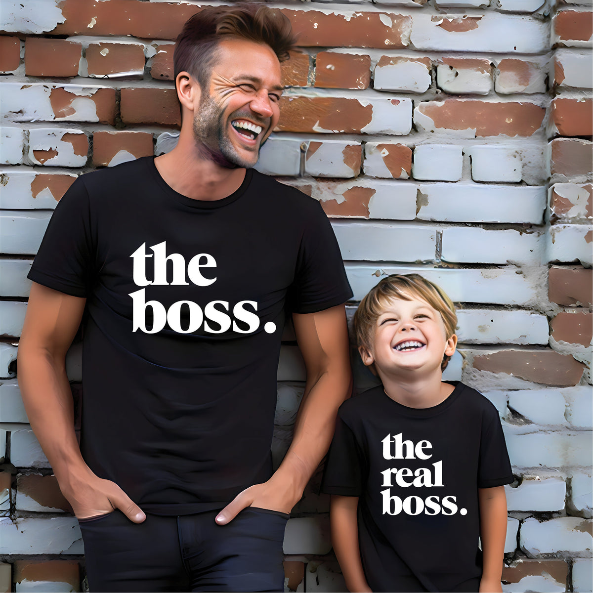 The Boss The Real Boss Father Son Matching Shirts, Matching Dad And Baby, Matching Dad And Kid, Father&#39;s Day Gift, Newborn Gift, New Dad