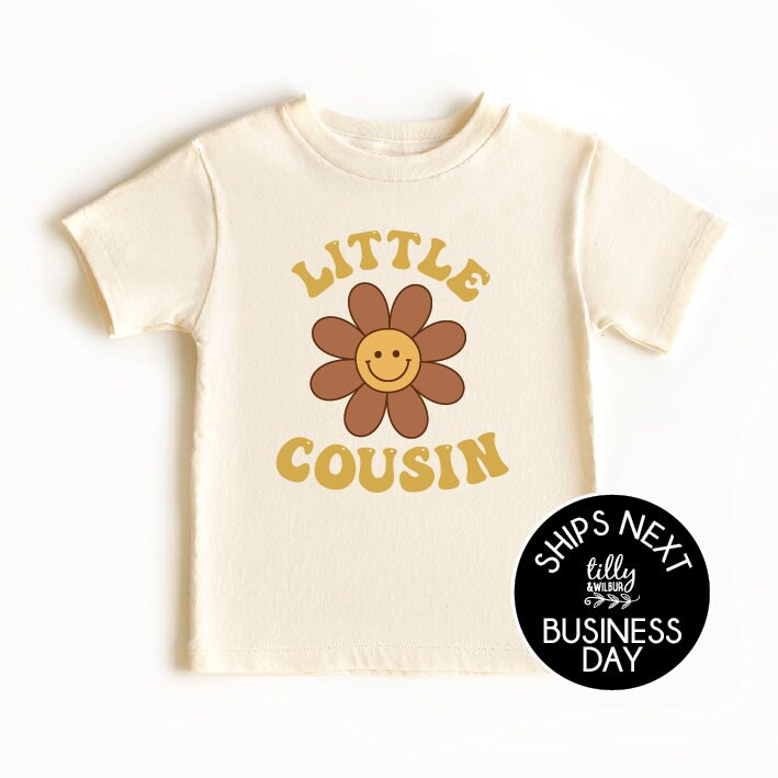 Little Cousin T-Shirt, Retro Smiley Flower, I&#39;m Going To Be A Big Cousin T-Shirt, Pregnancy Announcement, Lil Cousin Shirt, Cousin Gift, Cuz