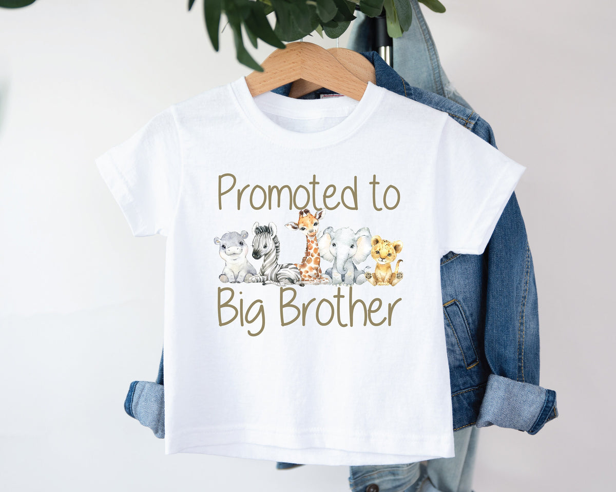 Promoted To Big Brother T-Shirt, Baby Safari Animals, Big Brother Shirt, Big Bro Tee, Pregnancy Announcement, I&#39;m Going To Be A Big Brother