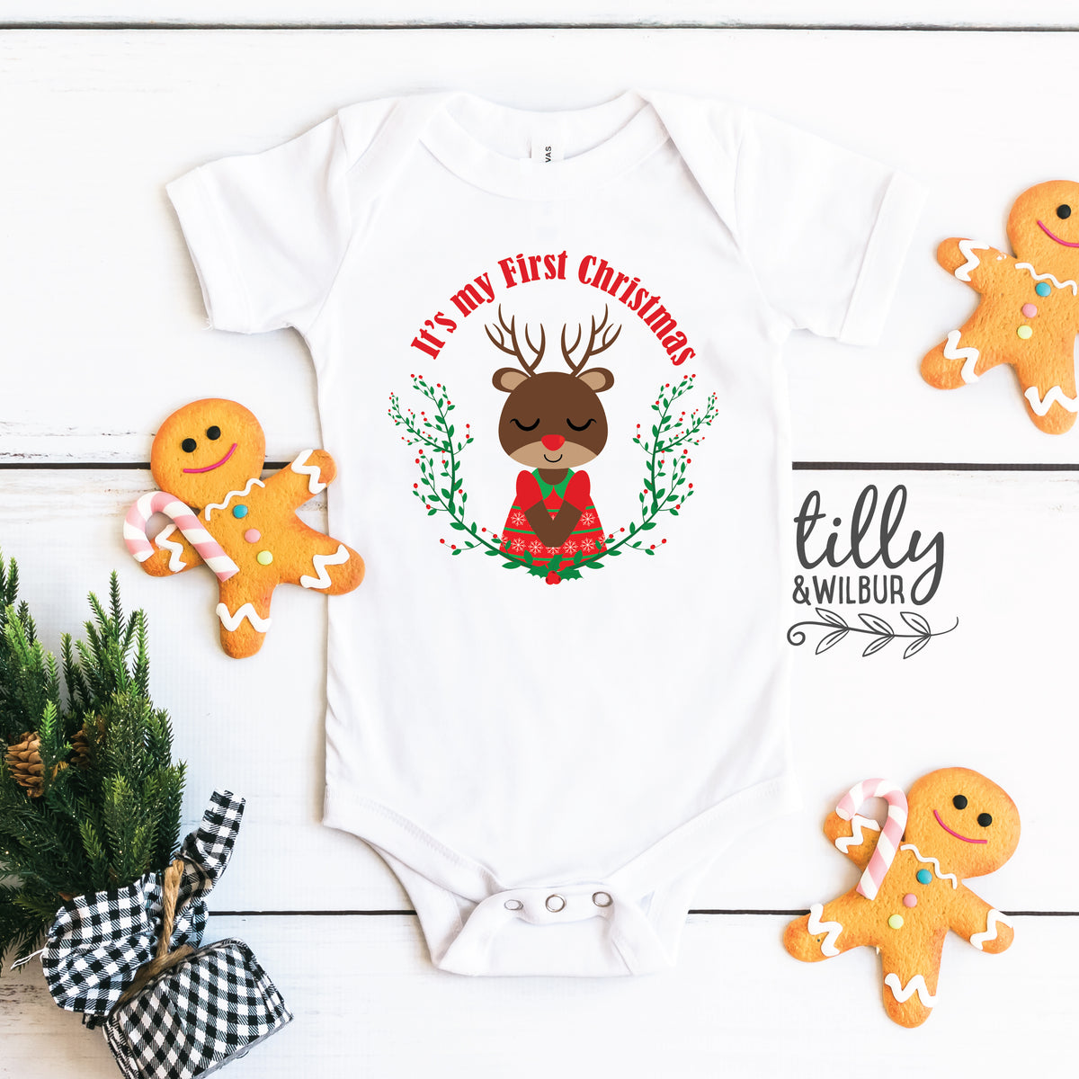 It&#39;s My First Christmas Baby Girl Bodysuit