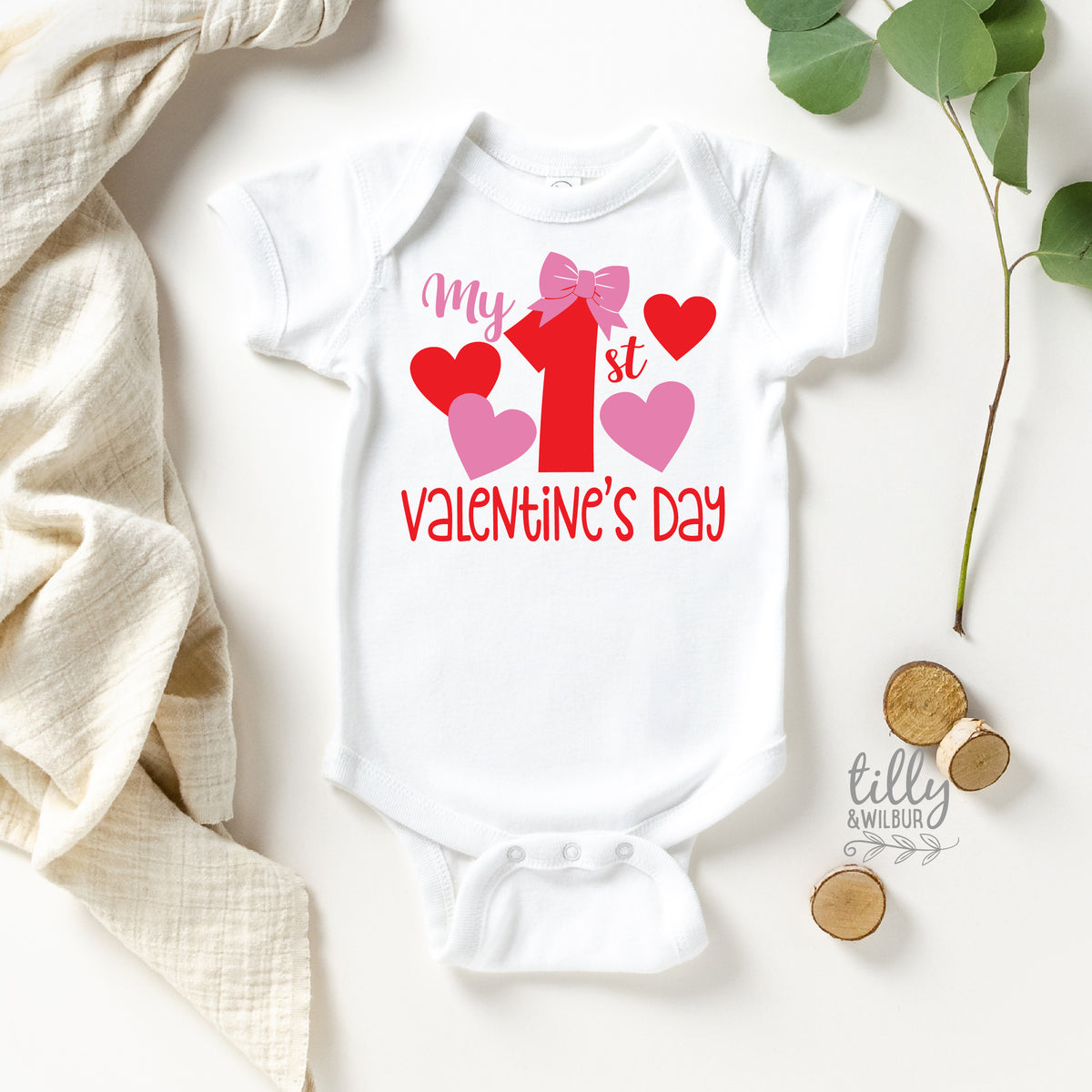 My 1st Valentine&#39;s Day Baby Bodysuit For Girls