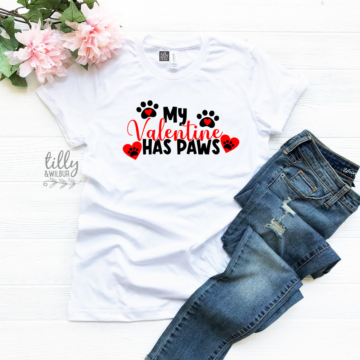 My Valentine Has Paws Valentine&#39;s Day T-Shirt For Women